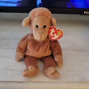 Ty Beanie Baby "Bongo" Brown Plush Monkey Stuffed Animal